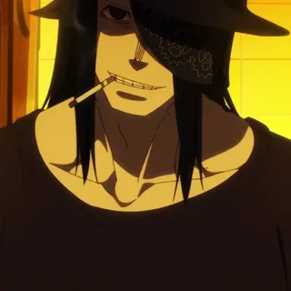 🃏 Аниме, Персонаж, Курение, Шляпа, Сигарета telegram sticker