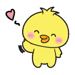 ✋ милый, утёнок, мультфильм, желтый, каваи, животное, сердце, эмодзи whatsapp sticker