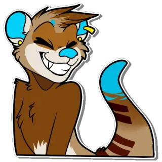 😁 furet, dessin animé, animal, poilu, personnage, sourire, mignon whatsapp sticker