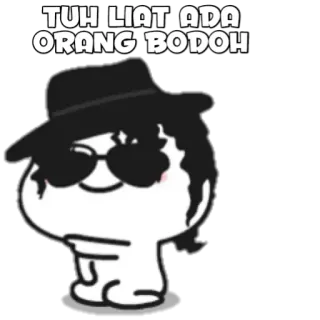 🍡 TUH LIAT ADA ORANG BODOH dessin animé, personnage, chapeau, lunettes de soleil telegram sticker