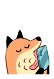 🥴 狐狸, 卡通, 动物, 可爱, 手机, 自拍, 舌头 telegram sticker
