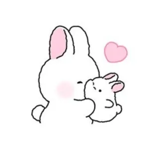 👩‍❤️‍💋‍👩 кролик, зайчик, милый, сердце, животное, иллюстрация whatsapp sticker