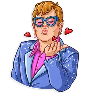 😘 Elton John 歌手, ピアニスト, アーティスト, 音楽, 眼鏡, 漫画 telegram sticker