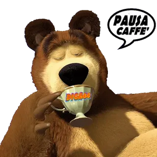 ☕️ PAUSA CAFFE' oso, café, pausa, relajación, animal, descanso telegram sticker