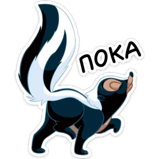 👋 Пока skunk, animal, russian, bye, goodbye, cartoon telegram sticker