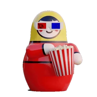 🍿 adesivo, filme, pipoca, óculos 3D, desenho animado, entretenimento, filme telegram sticker