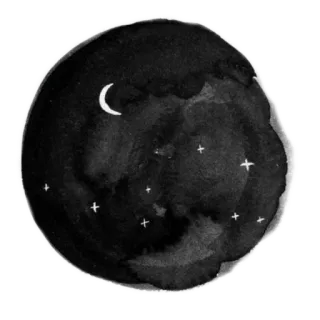 🌙 Nacht, Himmel, Mond, Sterne, Aquarell, himmlisch, Weltraum telegram sticker