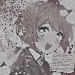 🍓 I love you, sometimes I wonder what's wrong with me?, Maybe if what I've seen or made has made me so sad all the times someone loved her, I'm just getting really tired of living this way anime girl, sparkles, heart, cute, school uniform, sad, text telegram sticker