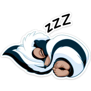 💤 ZZZ skunk, sleeping, cartoon, animal, zzz, tired, nap telegram sticker