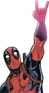 👆 Deadpool Deadpool, Marvel, Superhero, Comic book, Gesture, Rock on telegram sticker
