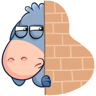 😏 Мультфильм, Осел, Стена, Подглядывает, Животное telegram sticker