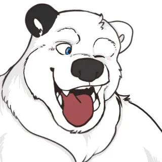 😜 ours polaire, animal, dessin animé, poilu telegram sticker