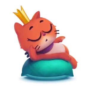 👸 cat, crown, sleeping, cute, animal, cartoon telegram sticker