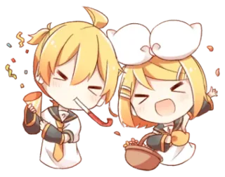 💭 Rin and Len Kagamine Vocaloid Anime, Vocaloid, Rin, Len, Kagamine, Chibi, Kawaii telegram sticker