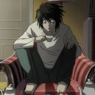 🍎 L Death Note Anime, Death Note, L, Detetive, Chá telegram sticker