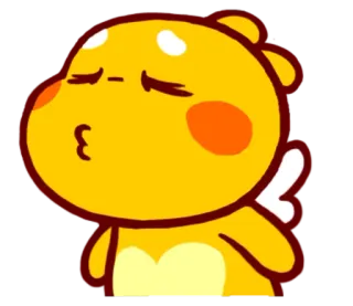 🌝 мультик, динозавр, милый, жёлтый, поцелуй whatsapp sticker