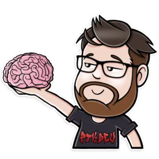 🦄 PTHDEV мозг, мультфильм, иллюстрация, стикер, человек, мужчина, PTHDEV telegram sticker