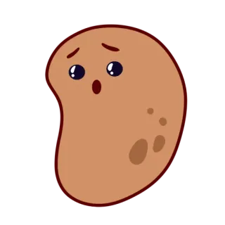 😨 feijão, fofo, desenho animado, chocado, emoji telegram sticker
