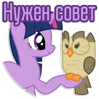 🦉 Twilight Sparkle My Little Pony Нужен совет twilight sparkle, eule, cartoon, freundschaft, brauche rat, lila pony, my little pony telegram sticker