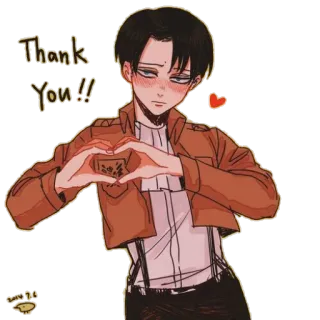 ❤ Levi Attack on Titan Thank You!! アニメ, ファンアート, ハート, リヴァイ, 進撃の巨人, ありがとう telegram sticker