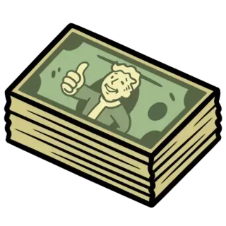💰 Vault Boy Fallout Videospiel, Geld, Geld, Dollar, Daumen hoch telegram sticker