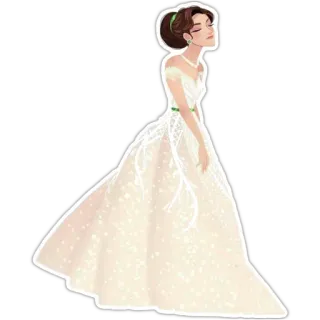 😪 Kleid, Frau, Hochzeit, Abendkleid, Braut, Schmuck, Illustration telegram sticker