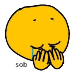 😔 sob llorando, triste, emoción, amarillo, emoji telegram sticker