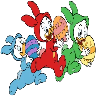 🥚 Huey, Dewey, and Louie Qui, Quo, Qua, Pasqua, Paperi, Cartoni animati, Disney whatsapp sticker