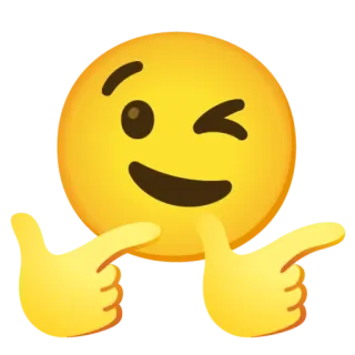 😉 Biểu tượng cảm xúc, Nháy mắt, Bàn tay, Mặt cười, Hoạt hình, Màu vàng telegram sticker