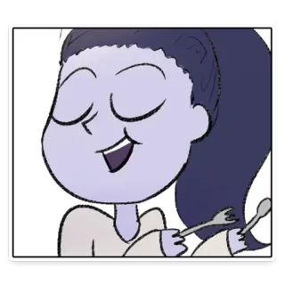 🍴 cartoon, eating, fork, spoon, food, happy telegram sticker