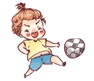 ⚽ soccer, football, child, cartoon, sports, kicking, ball telegram sticker