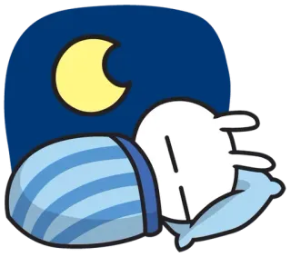🌙 sueño, luna, noche, conejo, dibujos animados, sueño whatsapp sticker