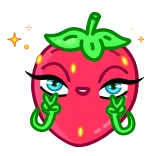 ✌️ fragola, cartone animato, simbolo della pace, carino, frutta telegram sticker