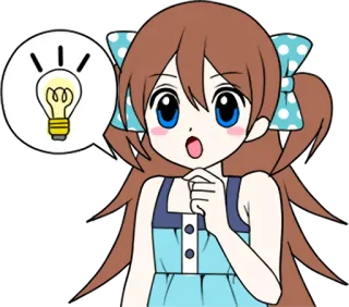 😳 pomysł, żarówka, myślenie, anime, kreskówka, dziewczyna, słodki, inspiracja telegram sticker
