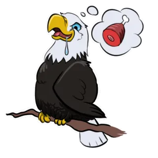 🍖 aigle, viande, nourriture, oiseau, dessin animé, animal, affamé telegram sticker