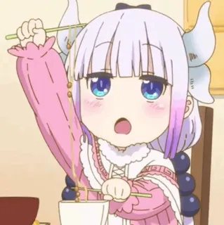 🍥 Kanna Kamui Miss Kobayashi's Dragon Maid Anime, Niedlich, Drache, Essen, Kawaii, Kanna, Manga whatsapp sticker