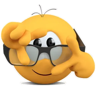 🎞 อีโมจิ, สีเหลือง, แว่นตา, หน้า telegram sticker