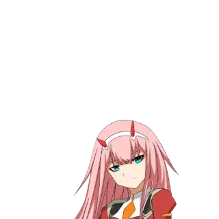 🍑 Zero Two Darling in the Franxx Anime, Zero Two, Darling in the Franxx, fille, cheveux roses, cornes telegram sticker