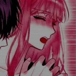 🍁 Anime, Manga, Cặp đôi, Ôm, Lãng mạn, Hồng, Nghệ thuật, Minh họa telegram sticker