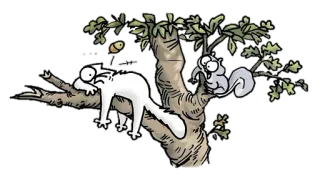 💂 Simon's Cat cat, squirrel, tree, cartoon, animal, funny whatsapp sticker