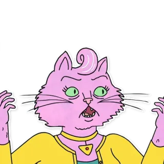😨 Princess Carolyn BoJack Horseman мультфильм, кот, сериал, мульт, Принцесса Кэролайн, Конь БоДжек, розовая кошка telegram sticker