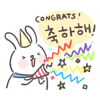 🐰 CONGRATS! 
축하해! selamat, kelinci, pesta, perayaan, korea, kembang api telegram sticker