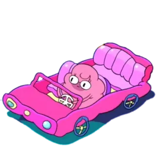 🙂 Cartoon, Rosa, Auto, Fahren, Niedlich, Animation telegram sticker