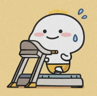⛅ artificial cute, exercise, treadmill, fitness, cartoon, sweat, running telegram sticker