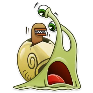 👽 escargot, dessin animé, monstre, créature, drôle, coquille, visage telegram sticker