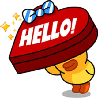 ❤ HELLO! hola, corazón, lazo, dibujos animados, lindo, saludo whatsapp sticker