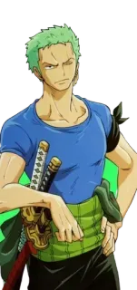 🤨 Zoro One Piece anime, manga, swordsman, green hair, Zoro, One Piece telegram sticker