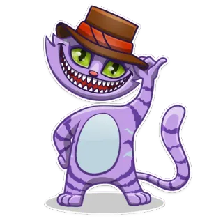 👋 Katze, Hut, lila, Cartoon, Tier, Lächeln whatsapp sticker