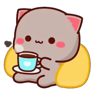 ☕️ gatto, caffè, carino, animale, cartone animato telegram sticker