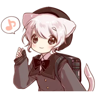 😊 Katzenmädchen, Anime, Cartoon, Süß, Kawaii, Ohren, Schwanz telegram sticker